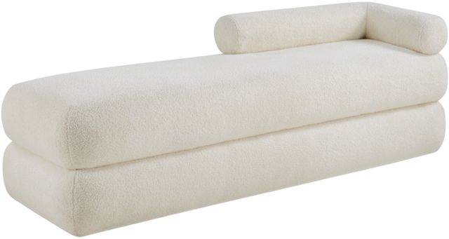 Meridian Furniture Kennedy Cream Teddy Fabric Bench-0