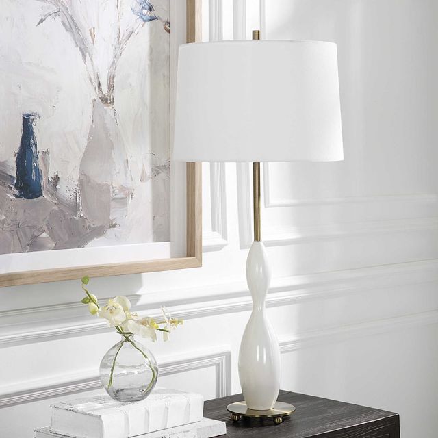 Uttermost® Annora Glossy White Table Lamp-2