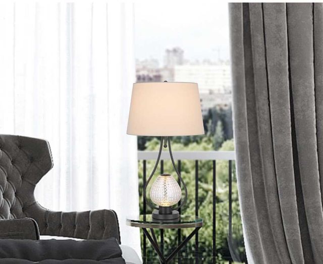 Cal® Lighting & Accessories Forssa Charcoal Grey/White Table Lamp-3