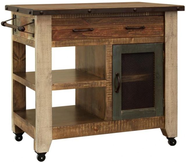 International Furniture Direct Antique Brown Kitchen Island-0