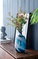 A & B Home Blue/White Glass Swirling Vase with Bubbles-3