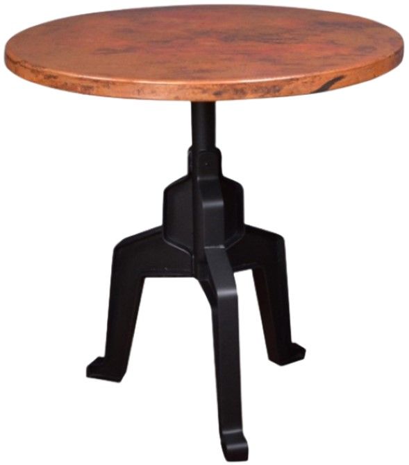 Horizon Home® Tripoli Hand Hammered Copper Top Bistro Table with Black Metal Base 