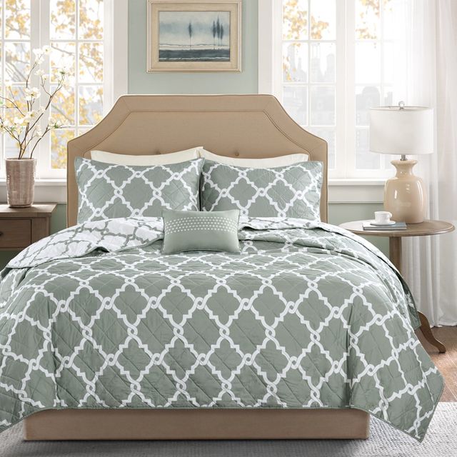 Olliix by Madison Park Essentials Merritt 4 Piece Grey King/California King Reversible Coverlet Set-2