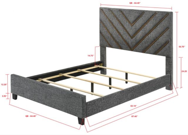 Crown Mark Zane Gray Queen Upholstered Panel Bed-2