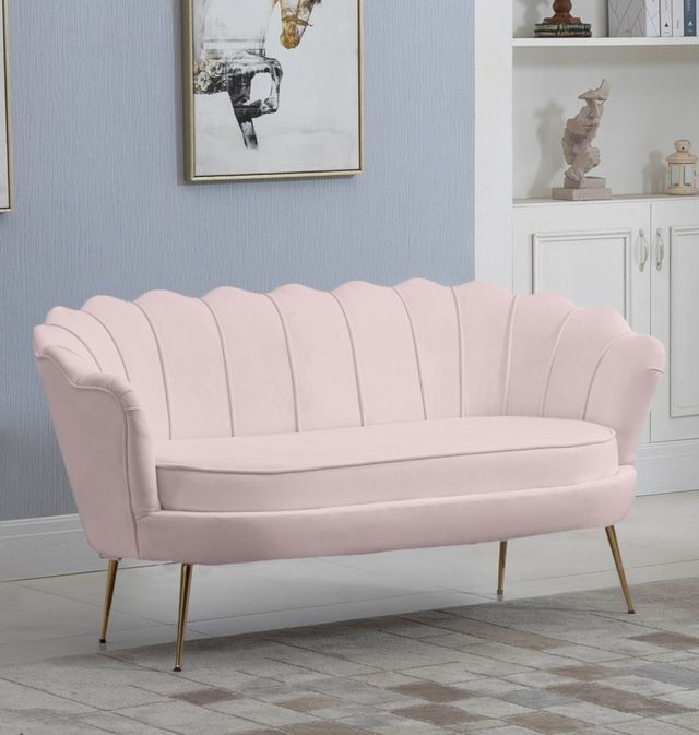 Meridian Furniture Gardenia Pink Velvet Loveseat-1