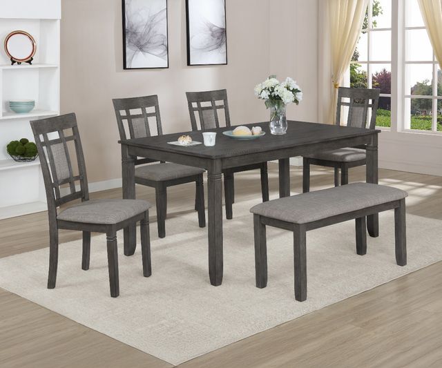 Crown Mark Paige 6-Piece Gray Dining Table Set-9