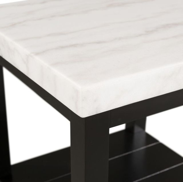Elements International Marcello White Marble Top End Table with Black Base-3