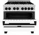ZLINE Autograph Edition 36" Stainless Steel Pro Style Dual Fuel Range with White Matte Door and Matte Black Accents-4
