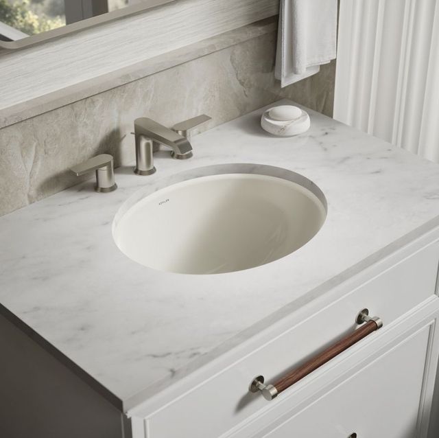 Kohler Caxton® Biscuit 19.25" Oval Undermount Bathroom Sink with Glazed Underside, No Overflow-2