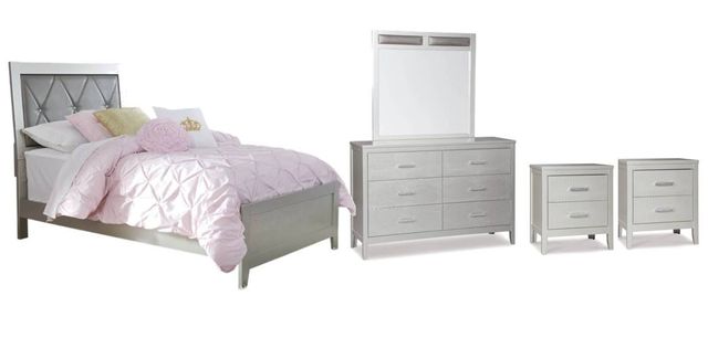 Signature Design by Ashley® Olivet 5-Piece Silver Twin Panel Bed Set-0
