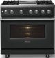 Viking® 5 Series 36" Antique Bronze Pro Style Dual Fuel (NG) Range with Polished Chrome Trim-2