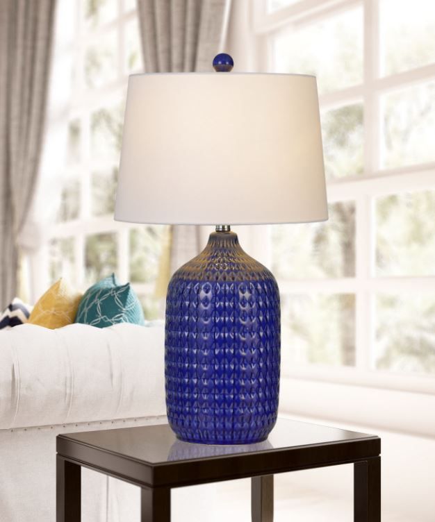 Cal® Lighting & Accessories Set of 2 Adelaide Navy Blue/White Table Lamp Set-2