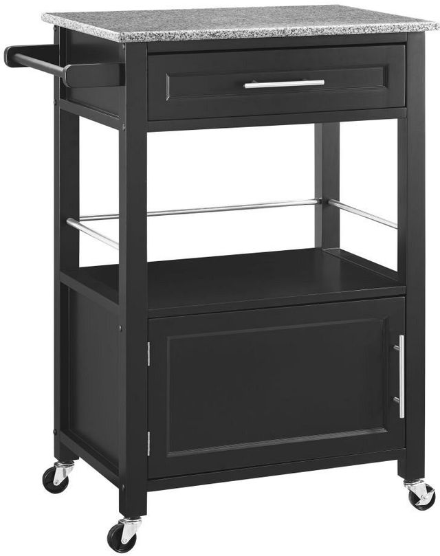 Linon Mitchell Black Kitchen Cart with Granite Top-0