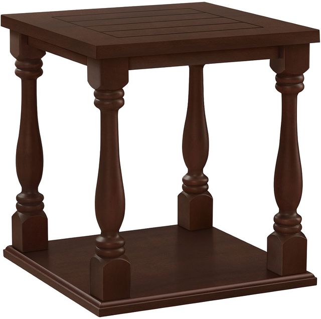 Monarch Specialties Inc. Espresso Veneer 2-Tier Square End Table-0