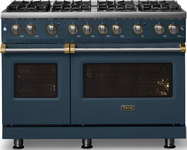 Viking® 5 Series 48" Squall Pro Style Gas (LP) Range with Brushed Brass Trim-3