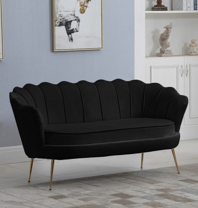 Meridian Furniture Gardenia Black Velvet Loveseat-1