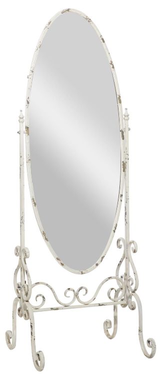 Deco Marche White Scroll Oval Floor Mirror with Stand-1