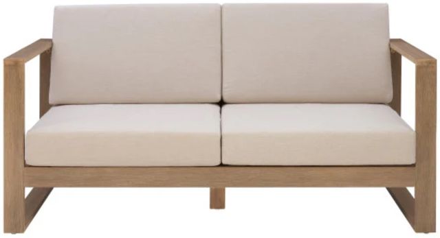 Linon Brinley Beige/Natural Brown Eucalyptus/Fabric Outdoor 2-Seater Sofa-3