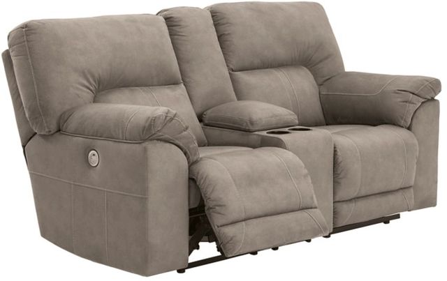 Benchcraft® Cavalcade Slate Power Reclining Loveseat with Console-1