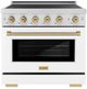 ZLINE Autograph Edition Paramount 36" Stainless Steel Pro Style Induction Range with White Matte Door and Champagne Bronze Accents-0