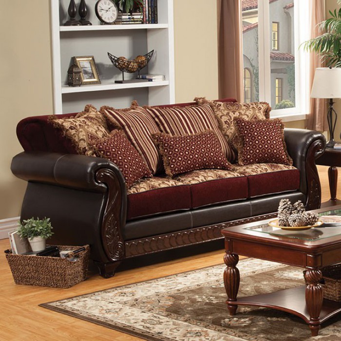 Burgundy leather couch set sales