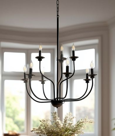 YHD Whitmore Matte Black 9-Light Chandelier-1