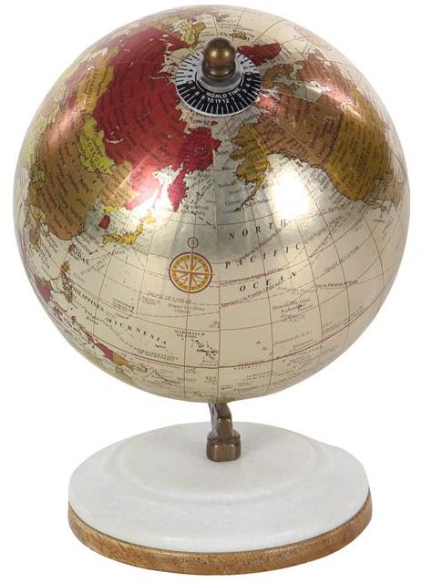 Deco Marche White Plastic Globe with Marble Base-1