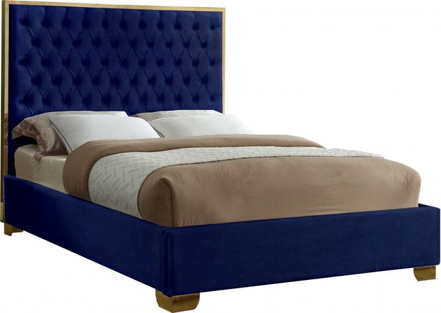 Meridian Furniture Lana Navy King Upholstered Panel Bed-0