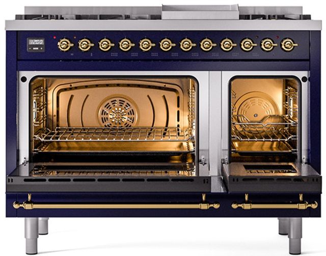 Ilve® Nostalgie II Series 48" Midnight Blue Pro Style Dual Fuel Range-1
