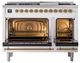 Ilve® Nostalgie II Noblesse 48'' White Pro Style Dual Fuel Range with Brass Trim-2