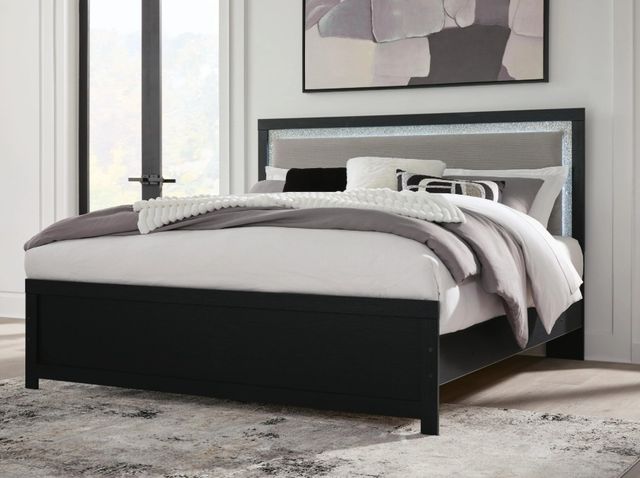 Signature Design by Ashley® Maeling Black King Upholstered Panel Bed-1