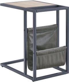 Signature Design by Ashley® Freslowe Light Brown Chairside End Table with Black Metal Base 