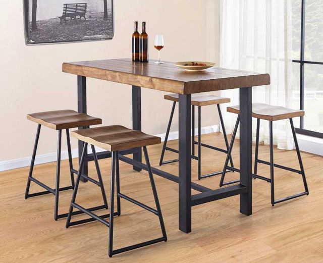 Steve Silver Co. Landon 2-Piece Black/Natural Honey Backless Counter Stool Set-1