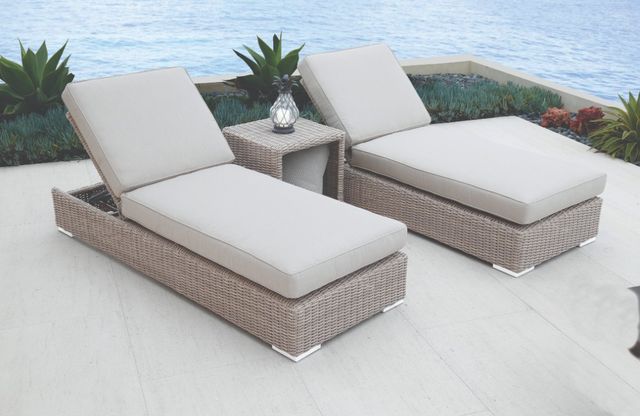 Sunset West Coronado Driftwood Resin Wicker Outdoor Adjustable Chaise with Canvas Flax Cushion-2
