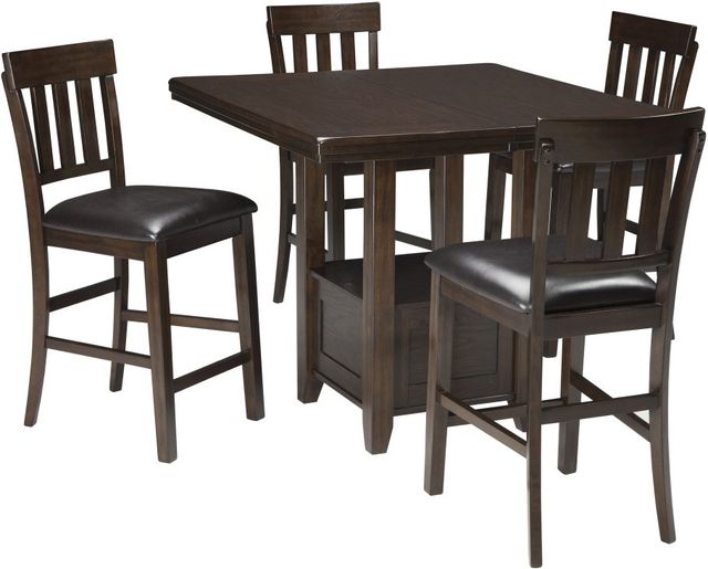 Signature Design by Ashley® Haddigan 5-Piece Dark Brown Counter Height Table Set-1