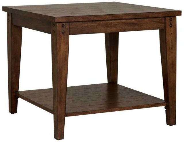 Liberty Furniture Lake House Rustic Brown Oak Square Lamp Table-0