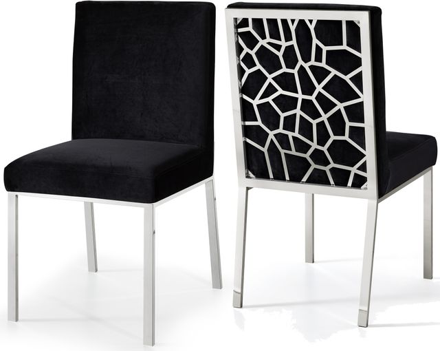 Meridian Furniture Opal Black/Chrome Velvet Dining Chair-3