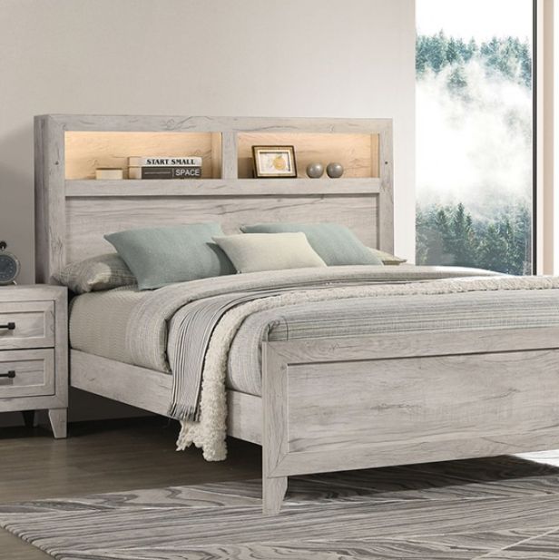 Furniture of America® Mysen 4-Piece White Wash Queen Bedroom Set-1