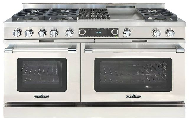 Capital Cooking™ Grand Chef 60" Stainless Steel Sealed Burner Pro Style Dual Fuel Range with Grill and Griddle-0