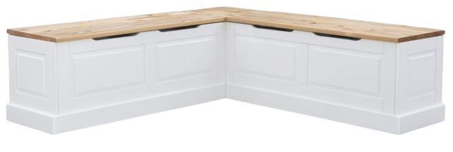 Linon Norah 2-Piece Natural White/Navy Nook with Cushion Set-2