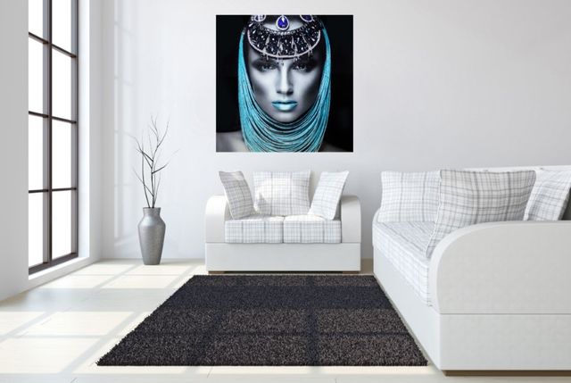 Classy Living Woman of Turquoise Rhinestones Wall Art-3