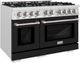 ZLINE Select 48" Satin Stainless Steel Pro Style Dual Fuel Range with Black Matte Door-2