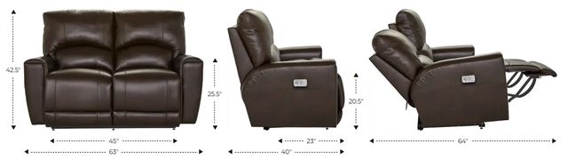 La-Z-Boy® Cassian Walnut Leather Power Reclining Loveseat with Headrest and Lumbar-2