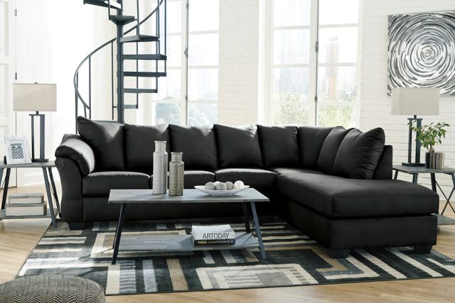 Signature Design by Ashley® Darcy 2-Piece Black Right-Arm Facing Sofa Sectional and Chaise-4