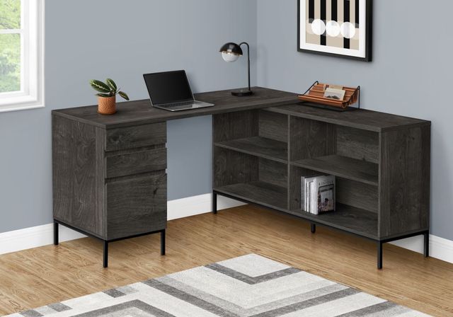 Monarch Specialties Inc. Dark Gray L-Shaped Office Desk-1