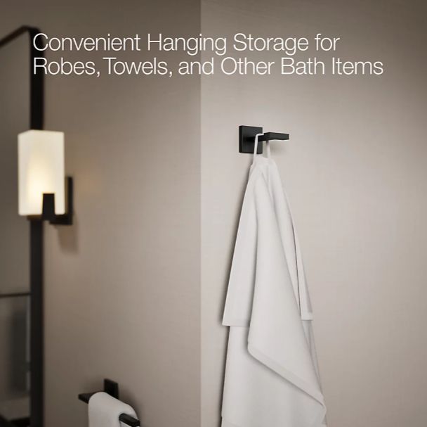 KOHLER® Square Matte Black Robe Hook-3