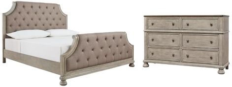 Benchcraft® Falkhurst 4-Piece Gray California King Panel Bed Set-0
