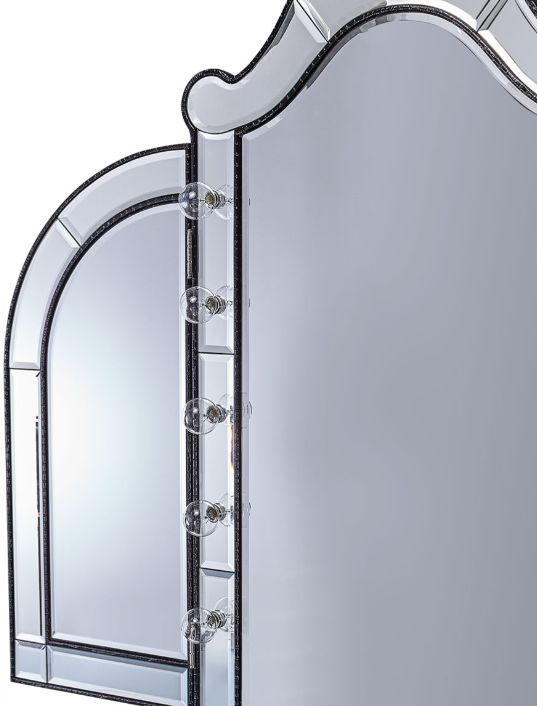 Michael Amini® Hollywood Swank Black Iguana/Chrome Vanity Mirror -2