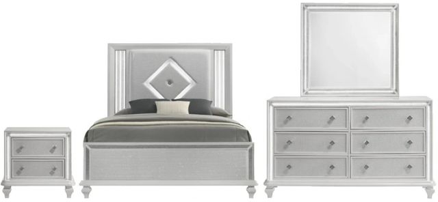 New Classic® Home Furnishings Stardust 4-Piece White California King Panel Bedroom Set-0