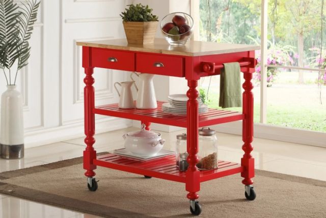 Bernards Payson Red Kitchen Cart-1